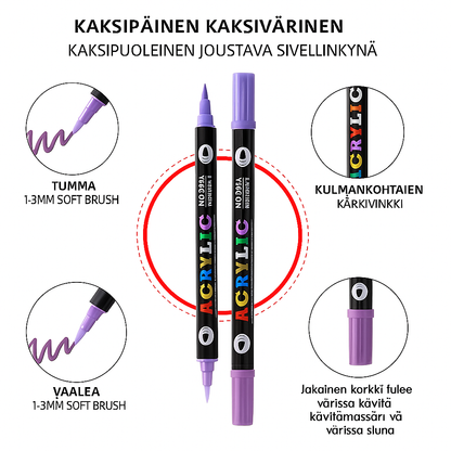 Akryylimaalitussit, joissa on kaksipäinen kärki