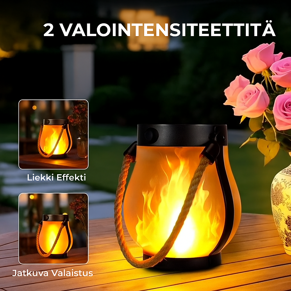 Aurinkolyhty liekkiefektillä