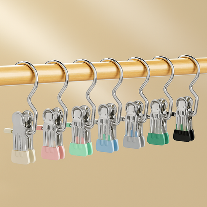 Ruostumattomat pyykkipojat – 12 kestävän klipsin setti