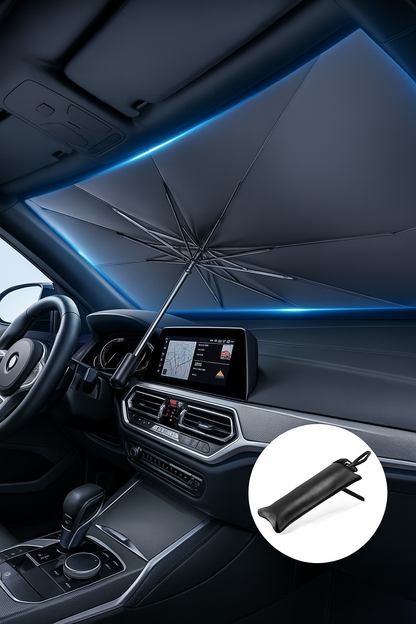 Taitettava tuulilasin aurinkosuoja – sateenvarjomainen muotoilu kuumuutta ja UV-säteitä vastaan