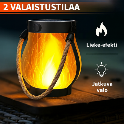 Aurinkokäyttöinen lyhty tanssivalla liekkiefektillä