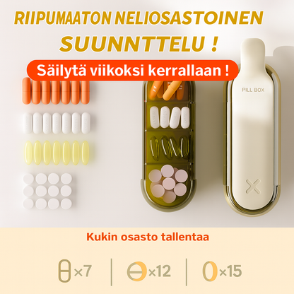 2-in-1 kannettava pillerimurskain ja kerroksellinen pillerirasia
