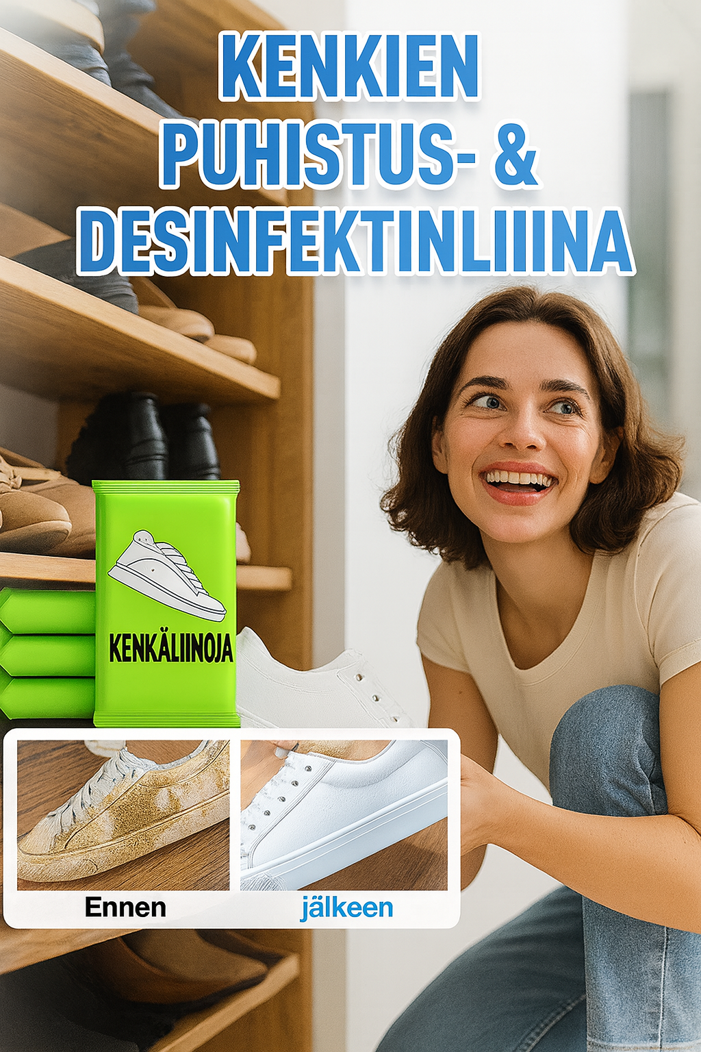 Nopeasti puhdistavat kenkäliinat – 1 setti (3 kappaletta)