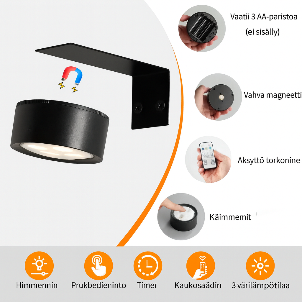 Magneettinen langaton lamppu – 1 setti (3 kappaletta)