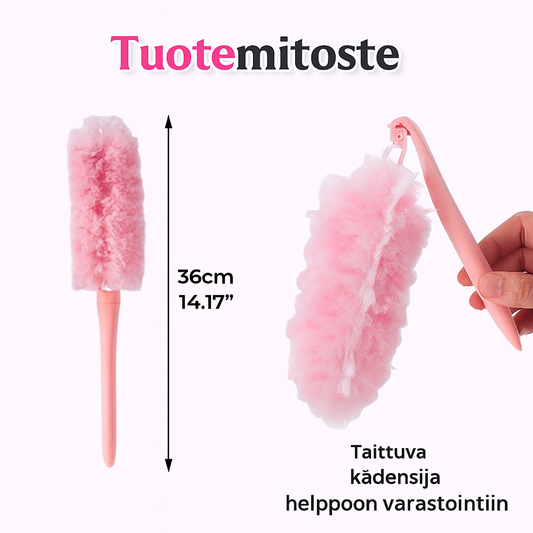 Taitettava ja pestävä pölyhuiska pintojen puhdistukseen