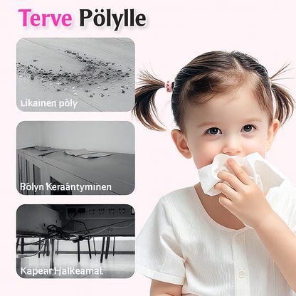 Taitettava ja pestävä pölyhuiska pintojen puhdistukseen