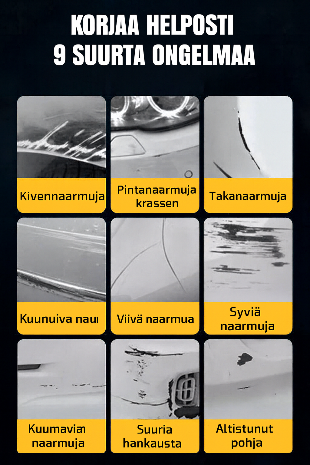 Naarmunpoistosuihke autolle – Sopii kaikille väreille