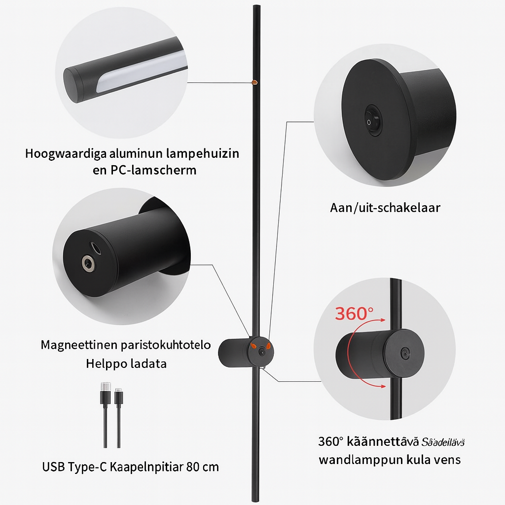 Langaton seinälamppu modernilla designilla