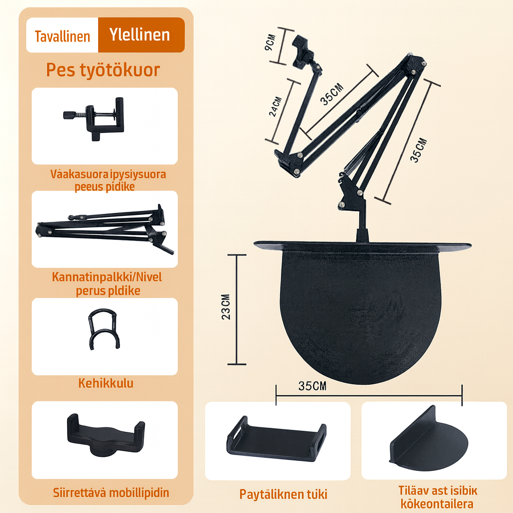 Piilotettu sänkyteline – Säädettävä pidike puhelimelle ja tabletille