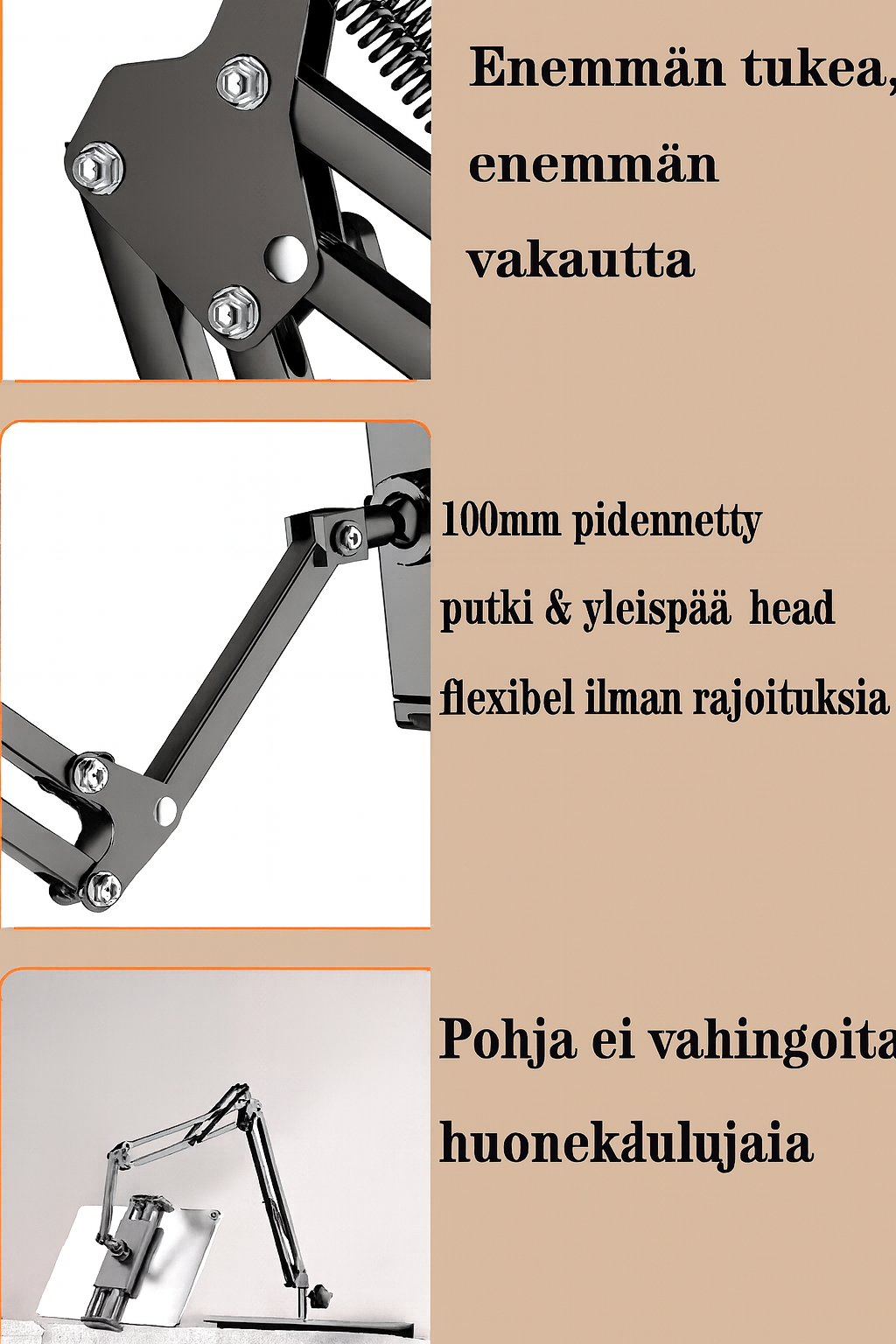 Piilotettu sänkyteline – Säädettävä pidike puhelimelle ja tabletille