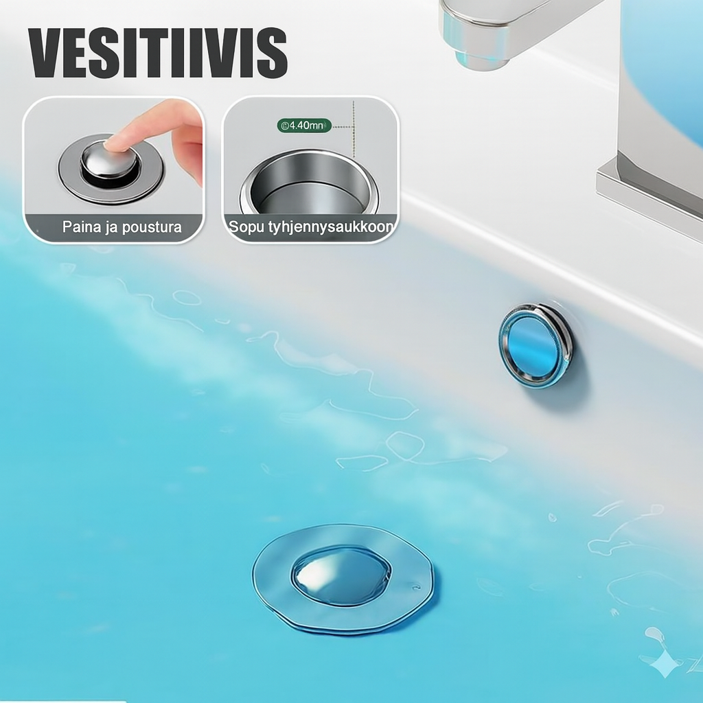 2-in-1 pesualtaan tulppa ja hiussihti