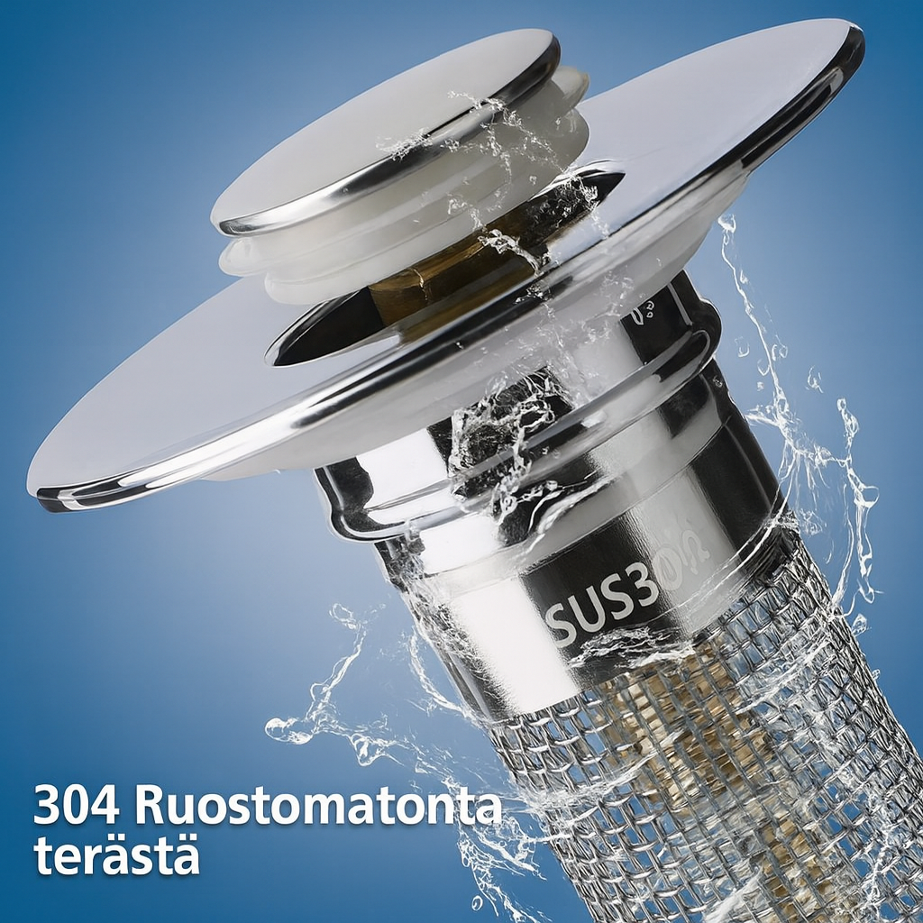 2-in-1 pesualtaan tulppa ja hiussihti