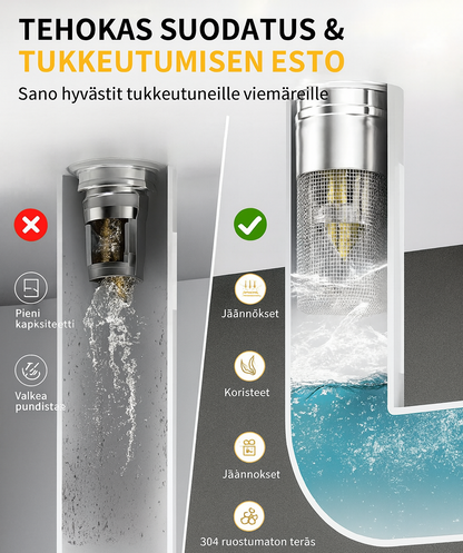 2-in-1 pesualtaan tulppa ja hiussihti