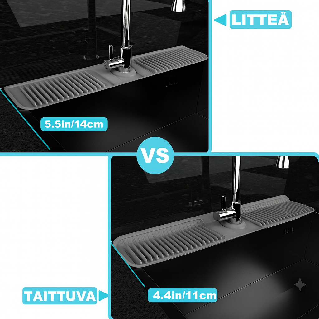 Taitettava roiskesuoja hanalle – Pitää työtason kuivana