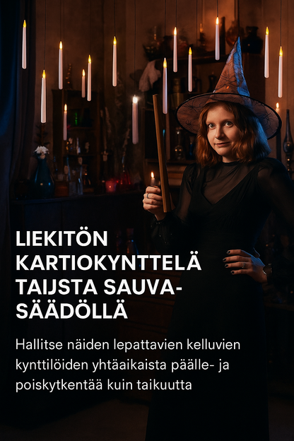 12 kelluvaa LED-kynttilää taikasauva-kaukosäätimellä – Liekitön ripustettava koristus jouluun ja Halloweeniin