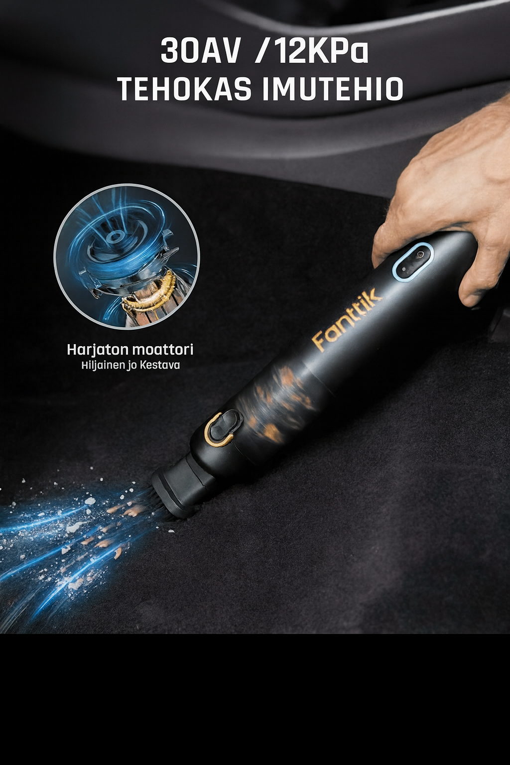 Kannettava mini-imuri 12000 Pa teholla ja pikalatauksella