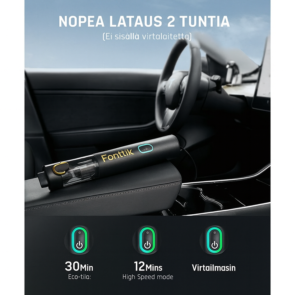 Kannettava mini-imuri 12000 Pa teholla ja pikalatauksella