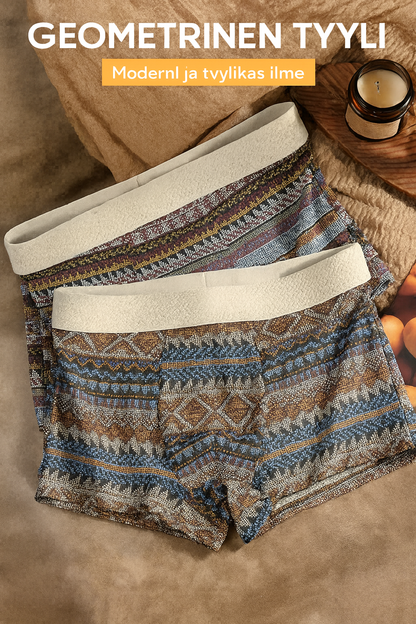 Hengittävät miesten bokserit geometrisella kuviolla – 1 setti (3 kappaletta)