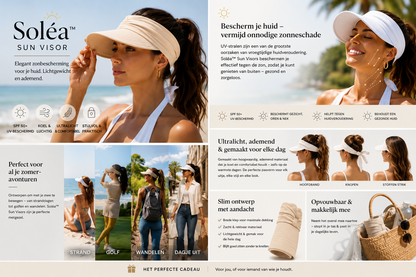 Soléa Luxe Zonnehoed Dames - UV-bescherming (UPF 50+) - Opvouwbaar - Ideaal voor Strand & Terras