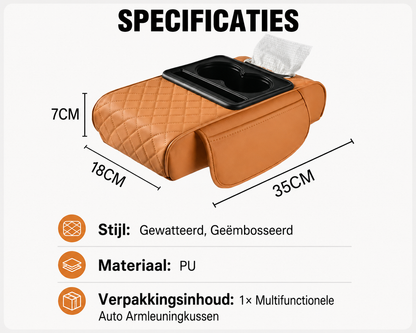 Multifunctionele Auto-armsteun – Universele Middenarmsteun met Opbergvak (PU-leer)