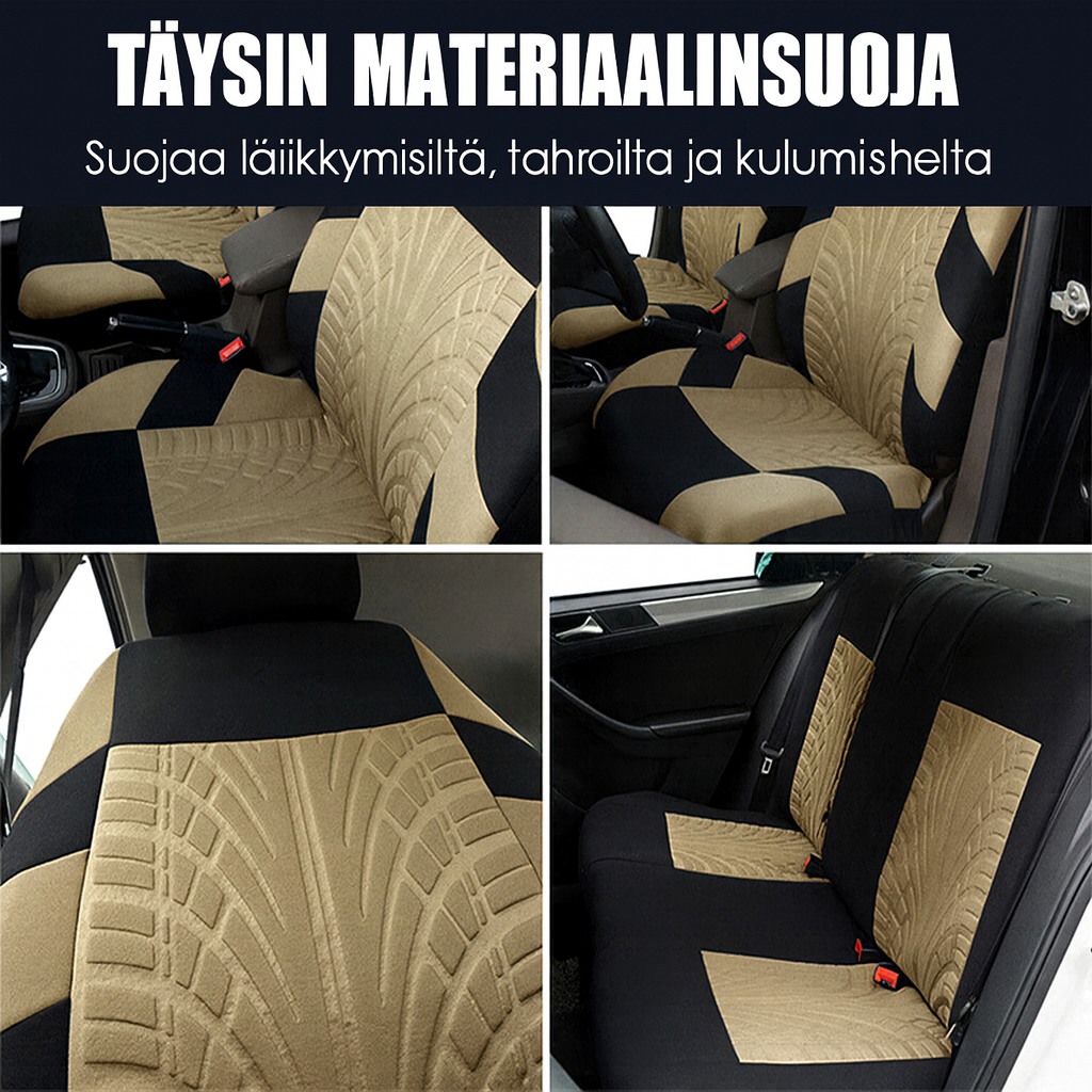 Kestävä auton istuinsuojasetti (renkaan kulutuspinnan näköinen)