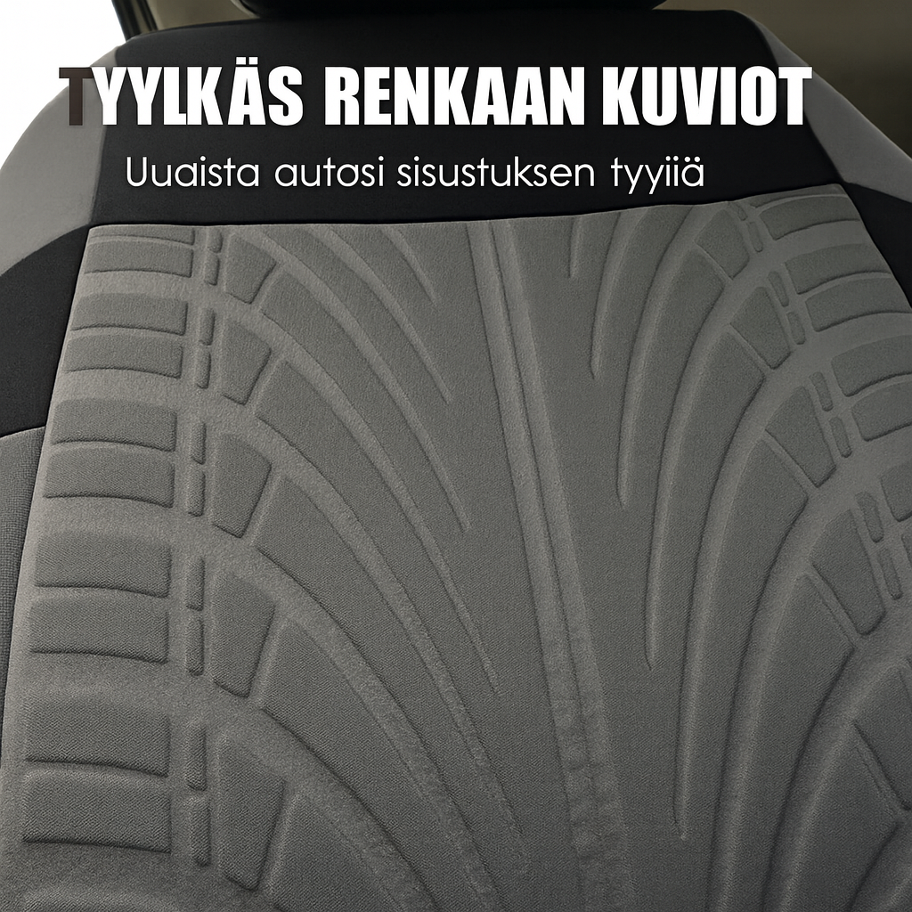 Kestävä auton istuinsuojasetti (renkaan kulutuspinnan näköinen)