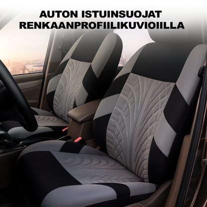 Kestävä auton istuinsuojasetti (renkaan kulutuspinnan näköinen)