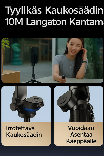 Uusi 4-in-1 magneettinen mini-selfiekeppi – monitoiminen 360° kääntyvällä päällä