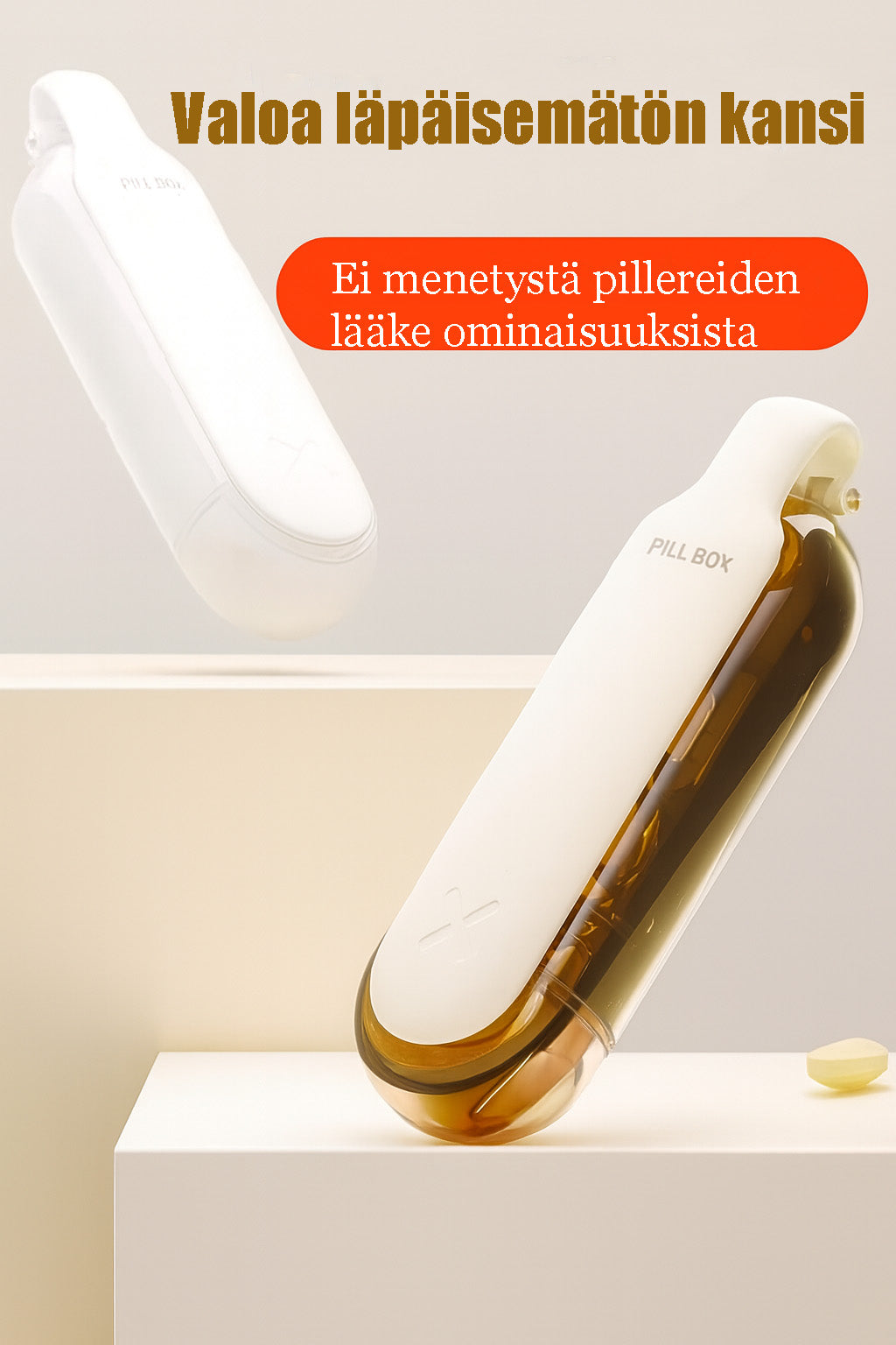 2-in-1 kannettava pillerimurskain ja kerroksellinen pillerirasia