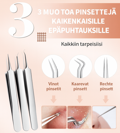 Ruostumattomasta teräksestä valmistettu mustapäiden poistovälinepakkaus