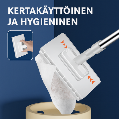 Kertakäyttöinen pölymoppi, jossa 4 uudelleenkäytettävää liinaa