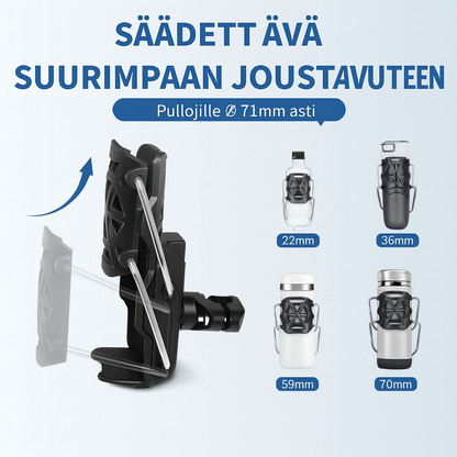 Yleiskäyttöinen pulloteline – polkupyörä ja moottoripyörä