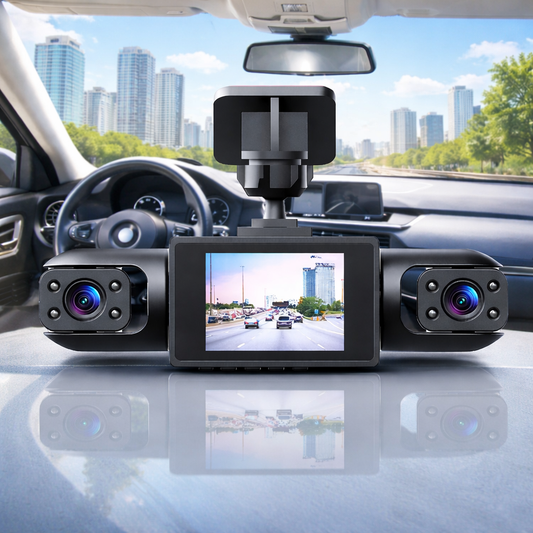 Professionele 360° Dashcam - 4 Lenzen voor Volledig Zicht - Full HD Nachtzicht & Lusopname