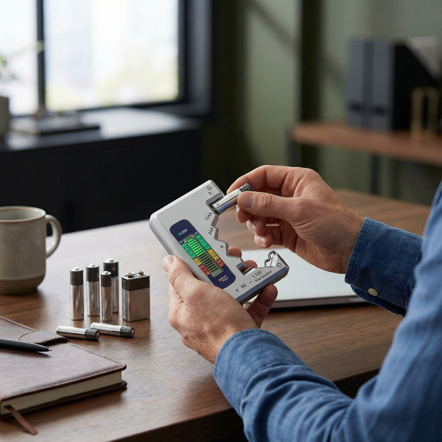 Digitale batterijtester met LCD-scherm – kan de capaciteit meten van AA, AAA, C, D, 9V en knoopcelbatterijen 🔋