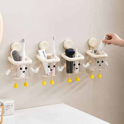 Schattige wandgemonteerde tandenborstelhouder met zuignap – perfect voor in de badkamer