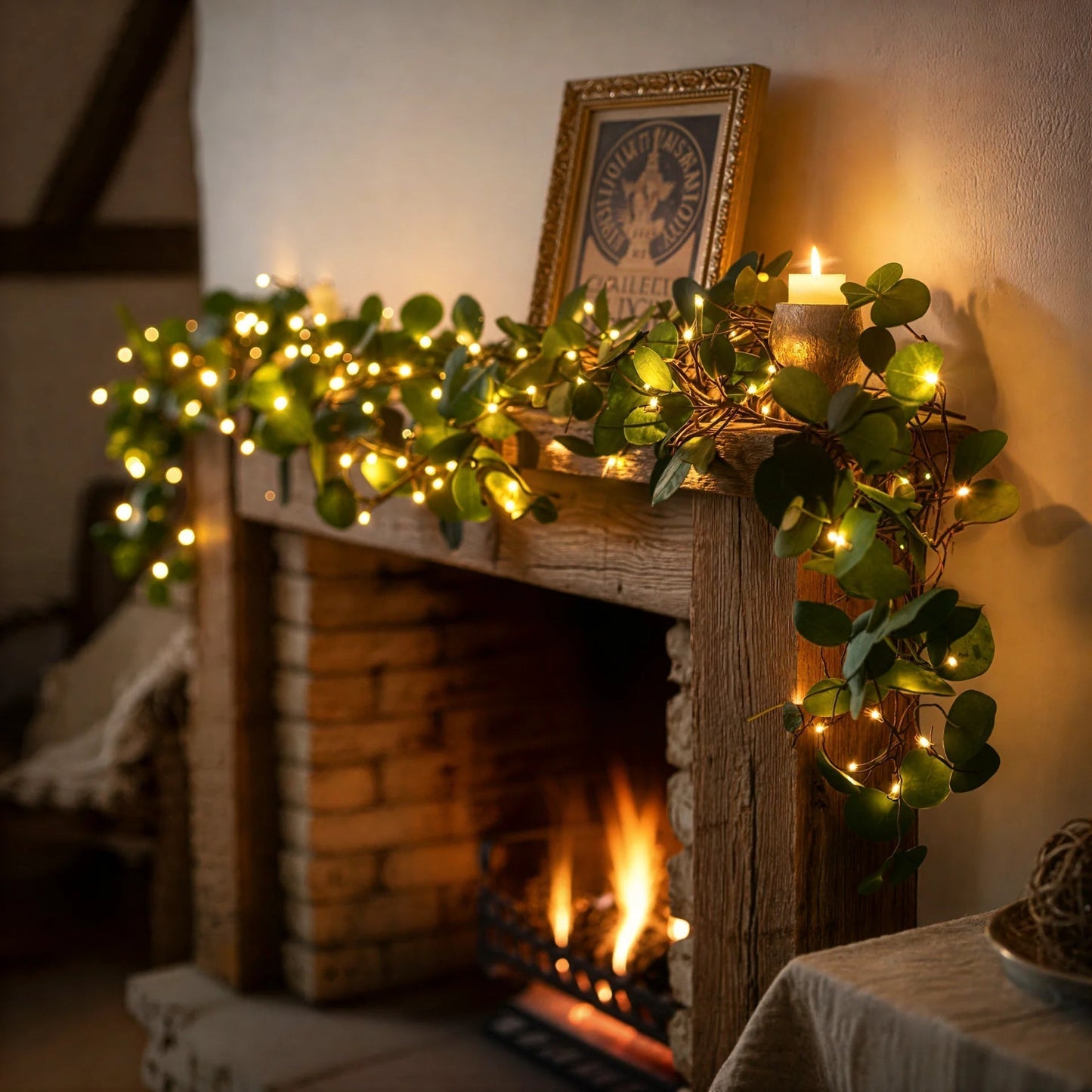 Tunnelmallinen oliivipuunoksavalosarja (langaton)