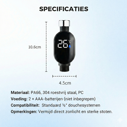 Digitale Douchethermometer - LED Waterthermometer Zonder Batterijen (Veilig voor Baby & Kind)