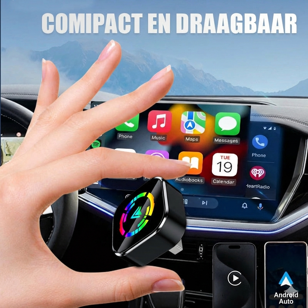 2-in-1 Draadloze Adapter voor iPhone & Android Auto
