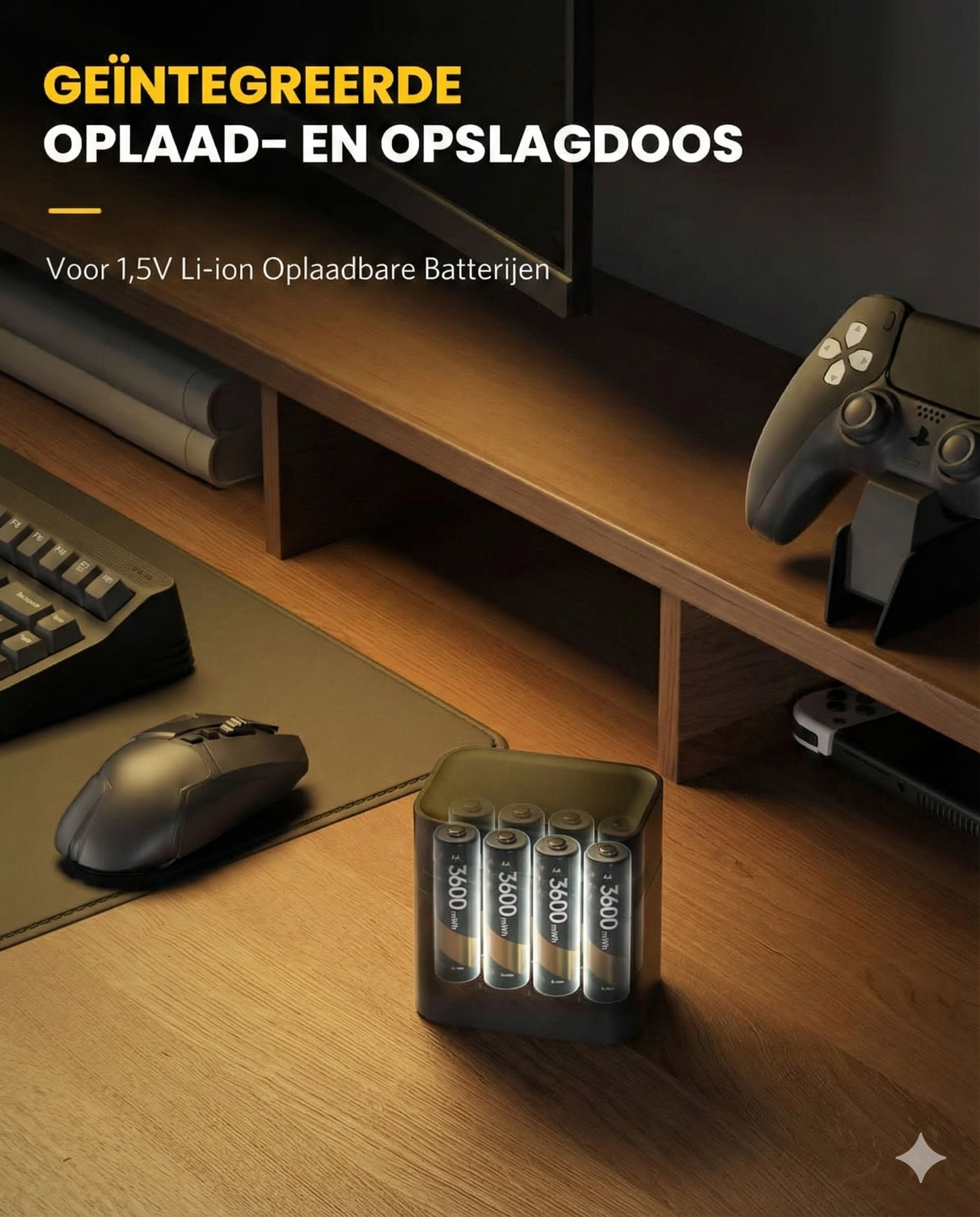 Batterijlader Set met 8 AA Oplaadbare Batterijen- Snellader 2,5 Uur (Geschikt voor AA & AAA).