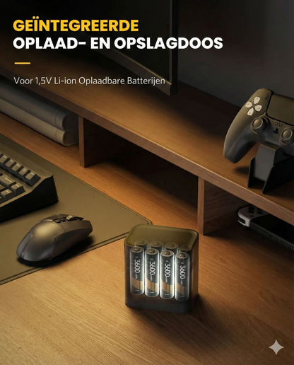 Batterijlader Set met 8 AA Oplaadbare Batterijen- Snellader 2,5 Uur (Geschikt voor AA & AAA).