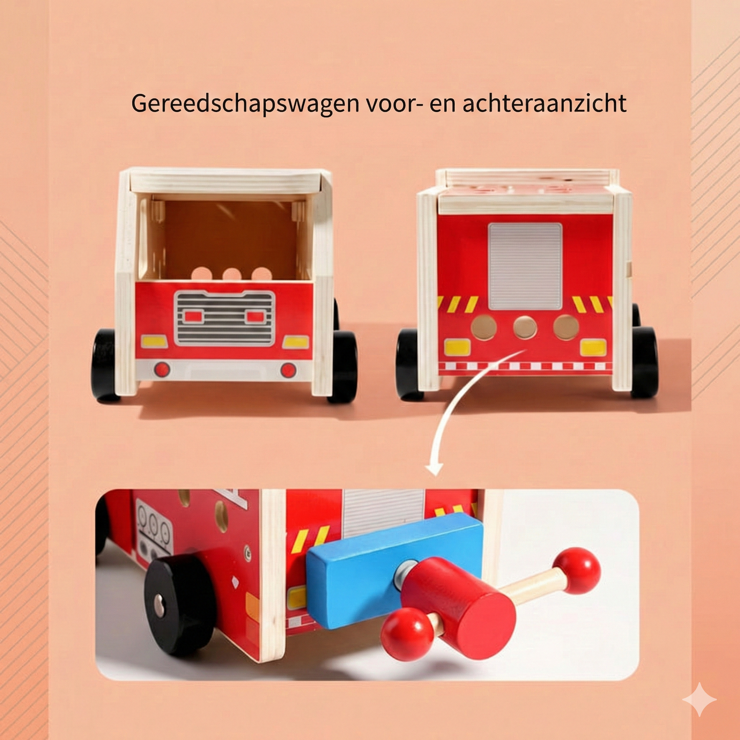 Houten Brandweerwagen Bouwpakket - Constructie Speelgoed met Gereedschap (Educatief & Duurzaam).
