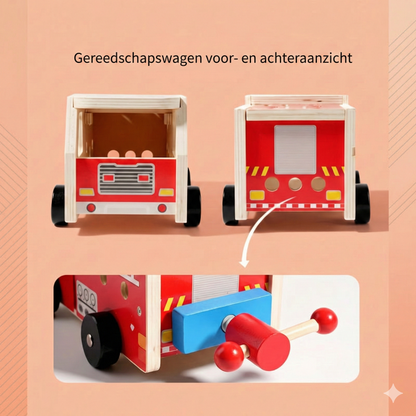Houten Brandweerwagen Bouwpakket - Constructie Speelgoed met Gereedschap (Educatief & Duurzaam).