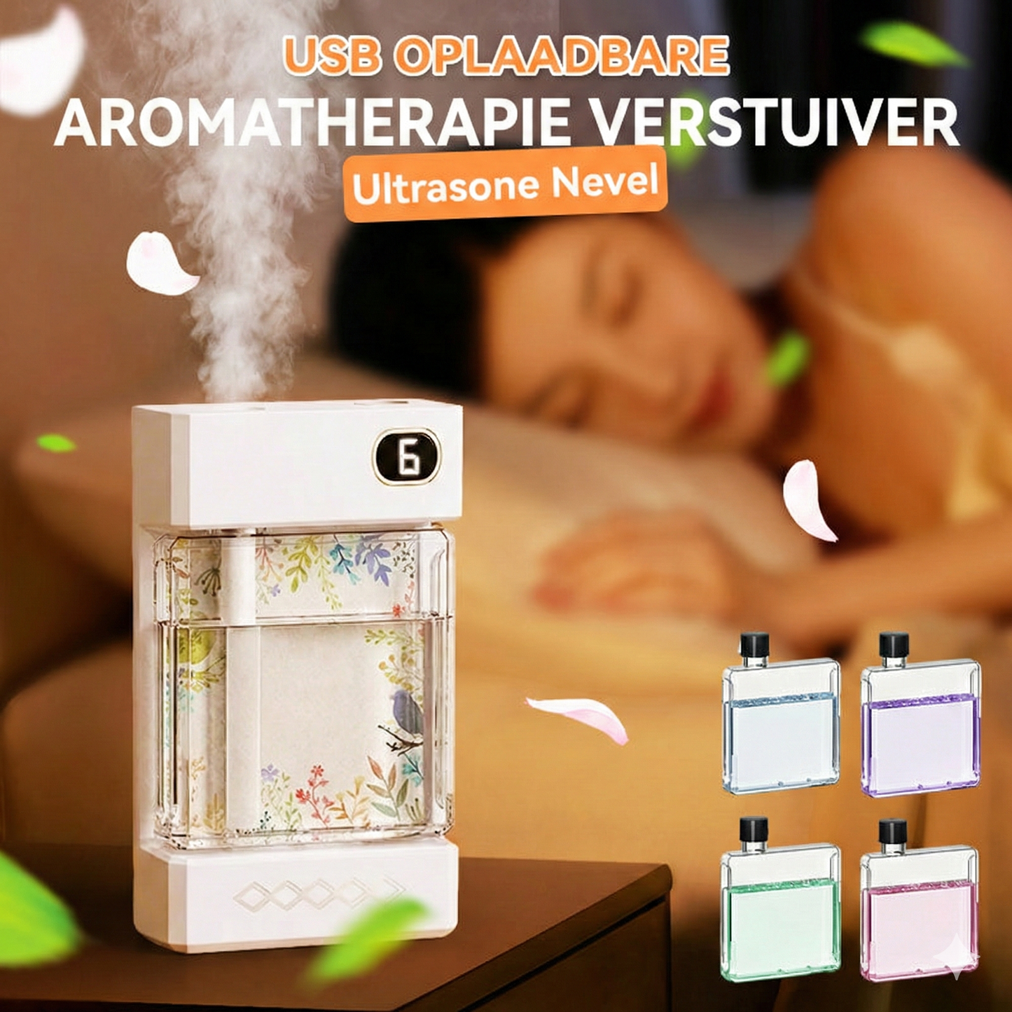 Draadloze Aromatherapie Diffuser - USB Oplaadbaar - Vernevelaar met LED Verlichting