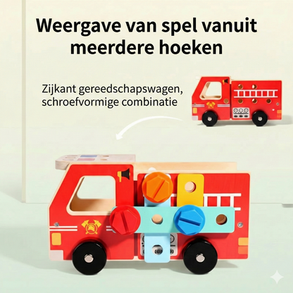 Houten Brandweerwagen Bouwpakket - Constructie Speelgoed met Gereedschap (Educatief & Duurzaam).