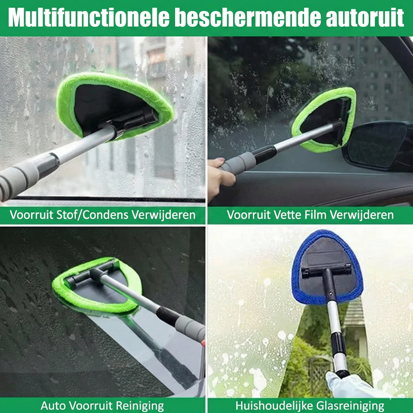 Telescopische Raamwisser Set -Uitschuifbare Steel met Inwasser & Trekker