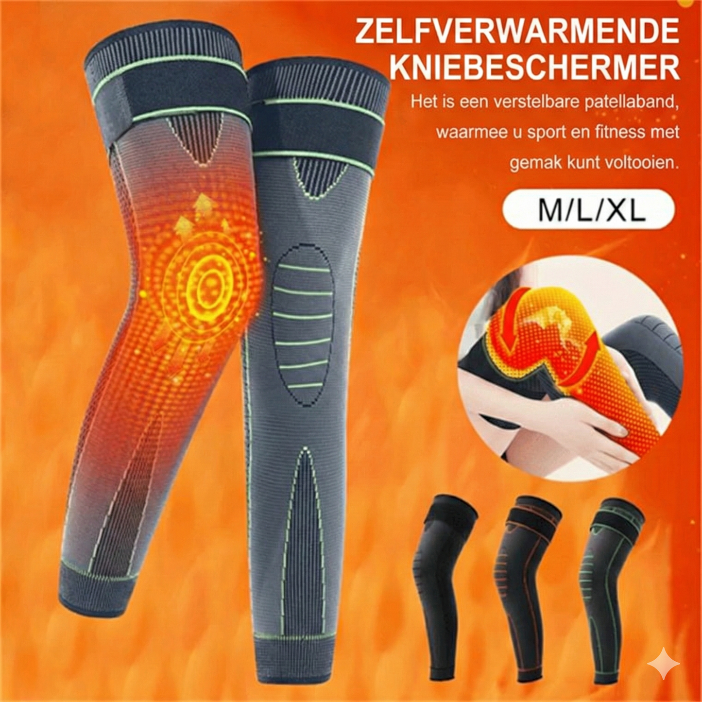 Zelfverwarmende Kniebrace (Set van 2)
