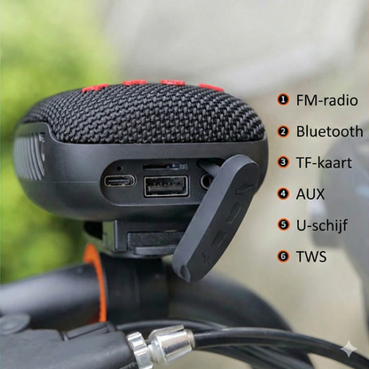 Bluetooth Speaker voor Fiets - Waterdichte Fietsspeaker met Stevige Houder (Schokbestendig & Handsfree)