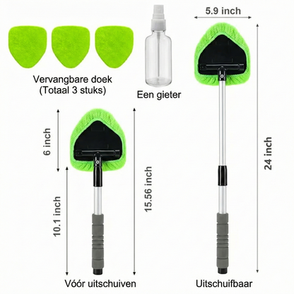 Telescopische Raamwisser Set -Uitschuifbare Steel met Inwasser & Trekker