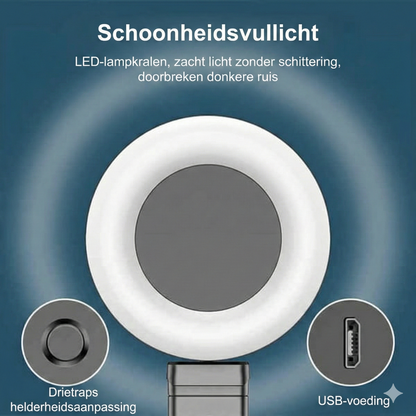 6-in-1 Selfiestick Statief met Licht - Bluetooth Tripod met Afstandsbediening (Voor iPhone & Android).