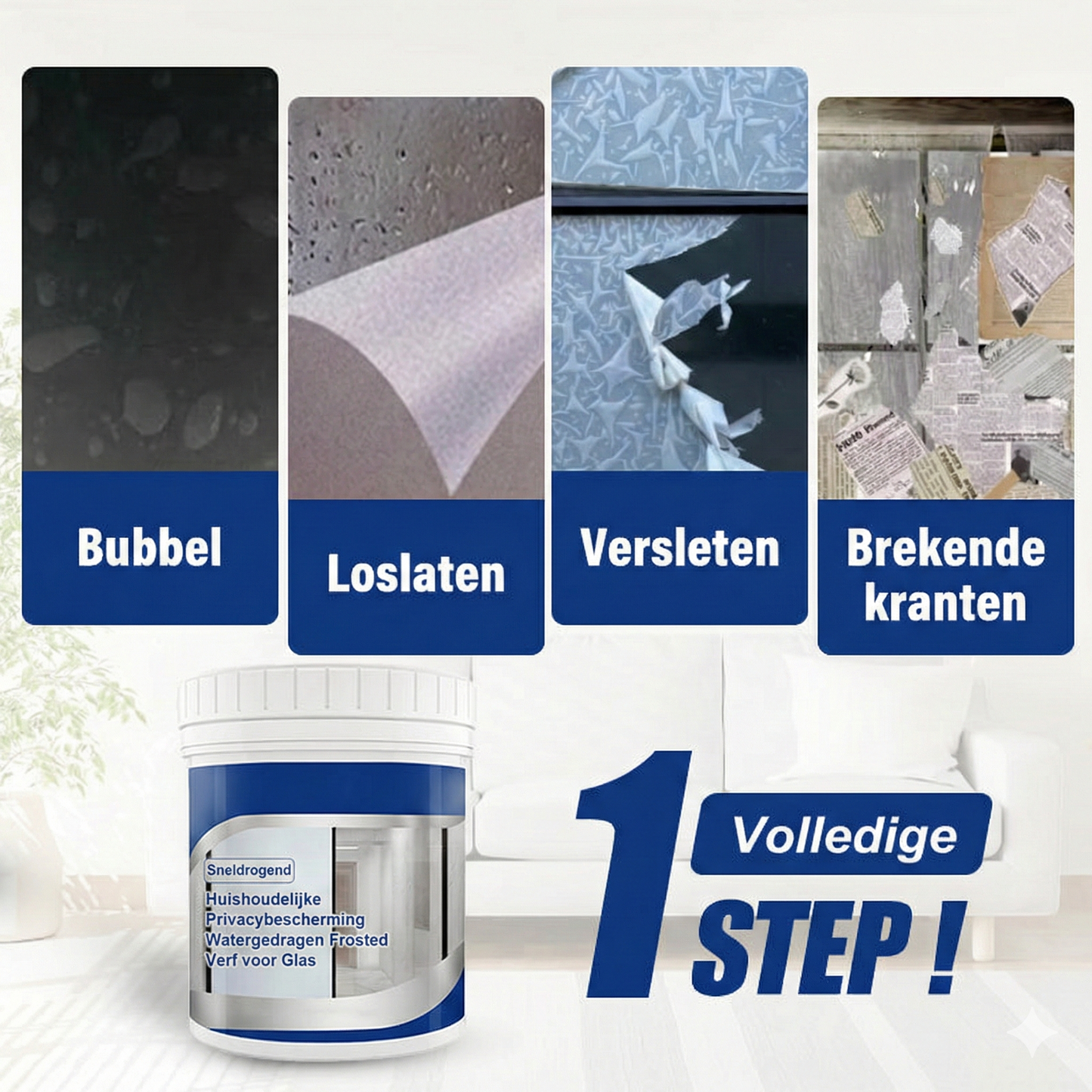 Melkglasverf - Vloeibare Raamfolie voor Privacy (Matglas & Zandstraal Effect)